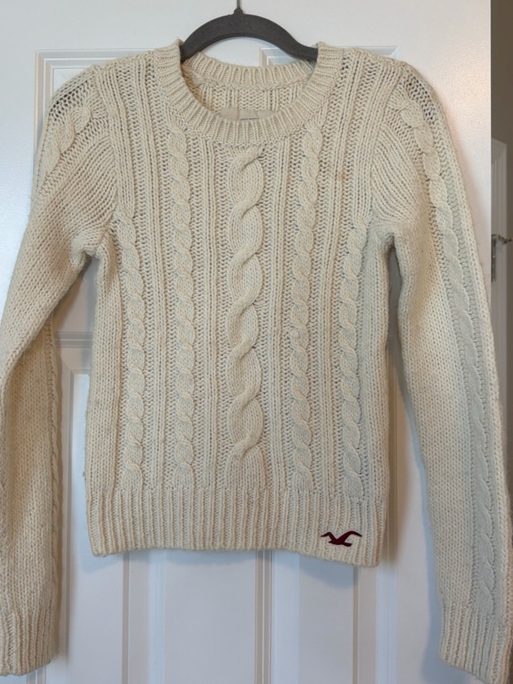 Hollister Cream Wool Blend Crew Sweater